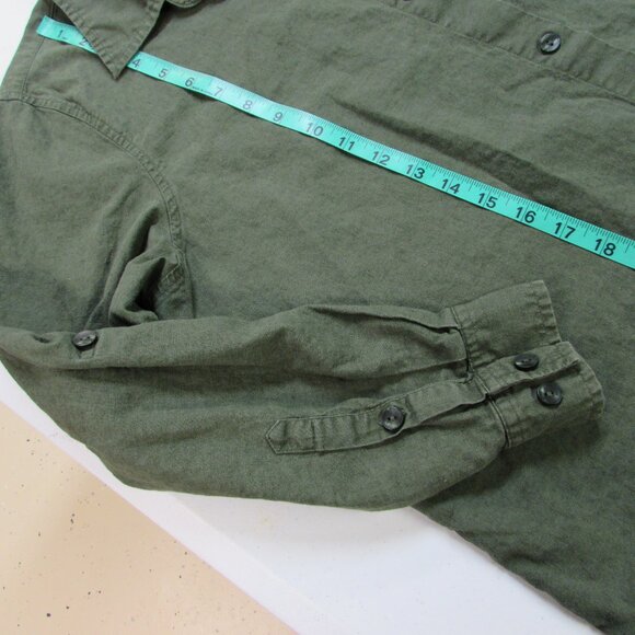 Liz Baker Woman Olive Green Linen/Cotton Button Down Top 1X - Picture 8 of 12